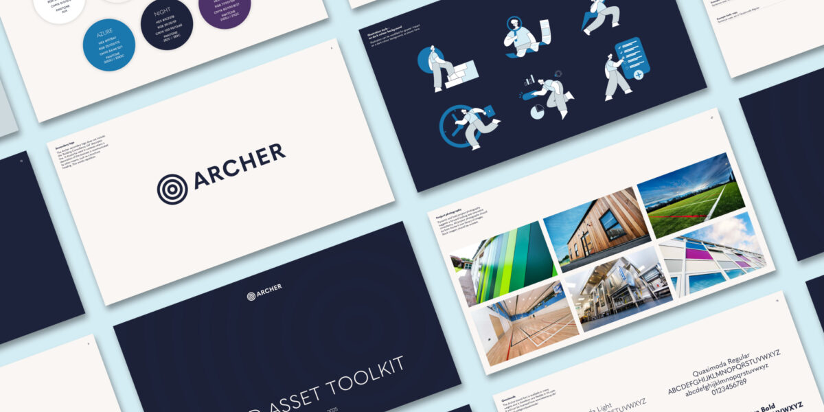 A selection of pages from the Archer brand guidelines