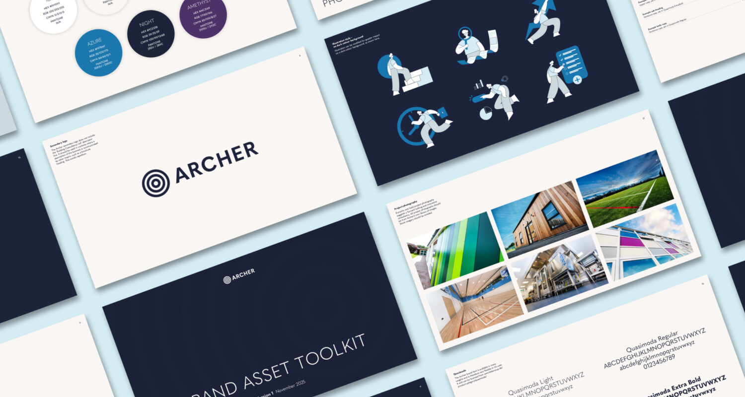 A selection of pages from the Archer brand guidelines