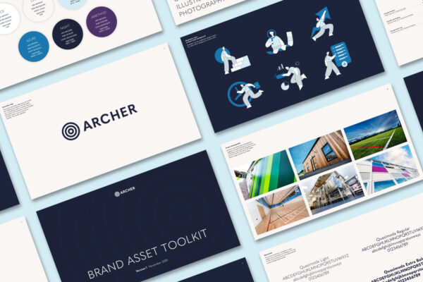 A selection of pages from the Archer brand guidelines